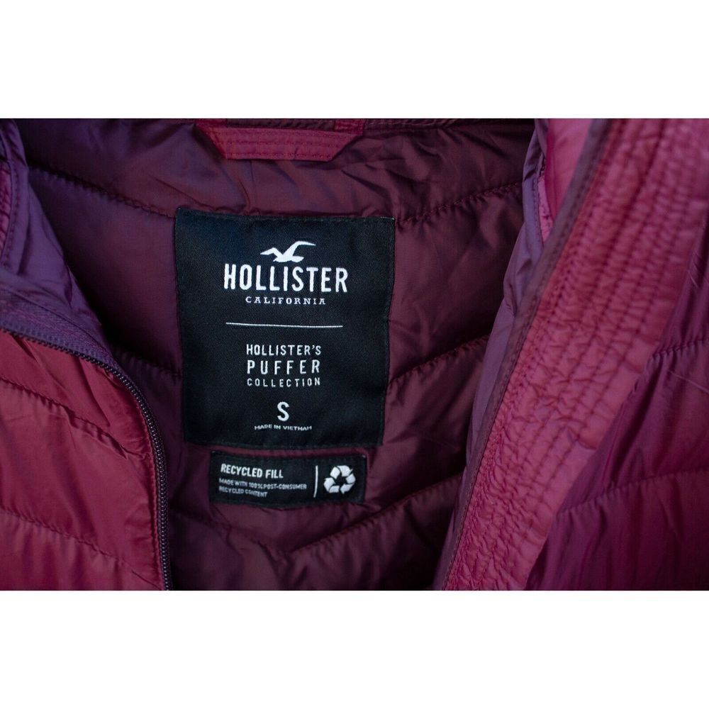 Hollister Lightweight Puffer Collection Parka Red Maroon Womens Size Small - Picture 7 of 8